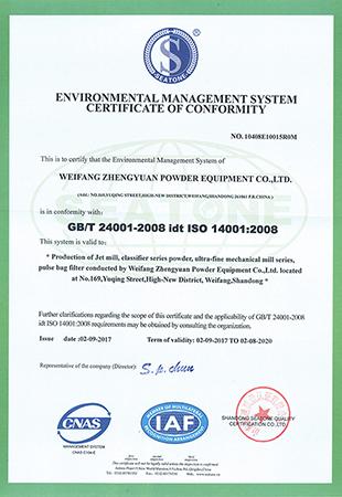 ISO14001 Environment Management System Certification